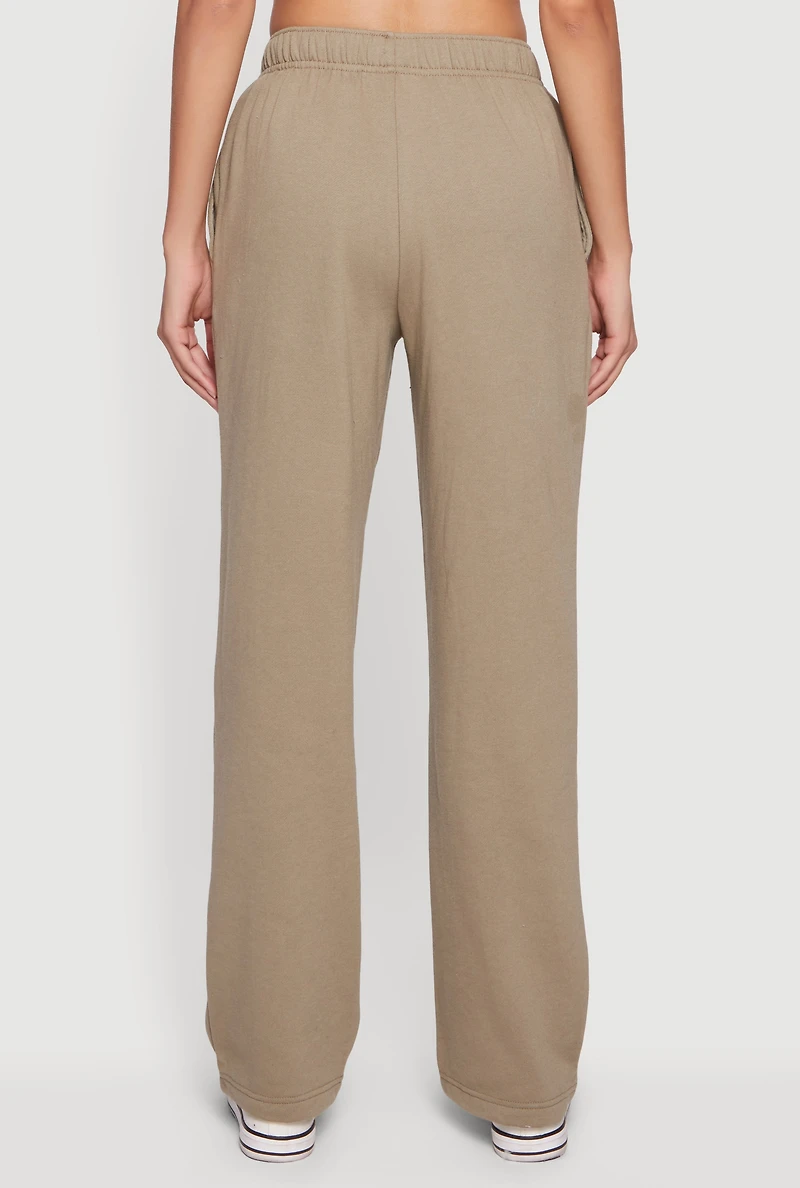 High Waisted Fleece Sweatpants with Pockets