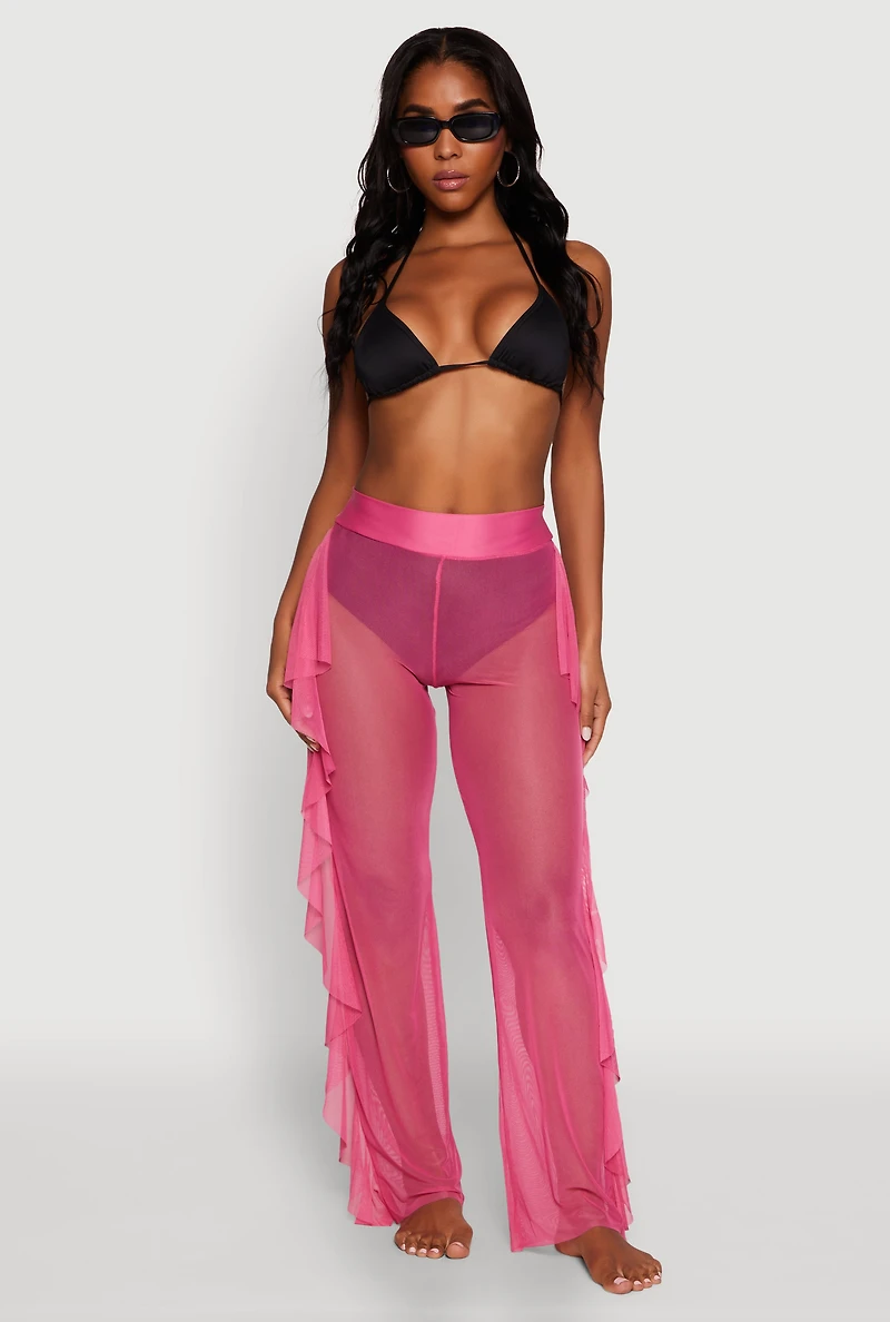 Ruffle Trim High Waisted Cover Up Pants