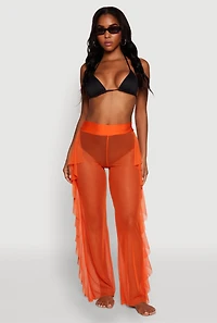 Ruffle Trim High Waisted Cover Up Pants