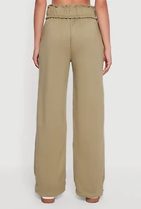 Drawstring Paper Bag Waist Wide Leg Sweatpants