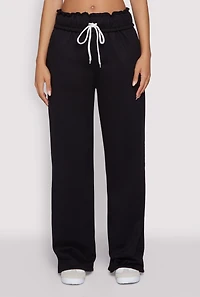 Drawstring Paper Bag Waist Sweatpants