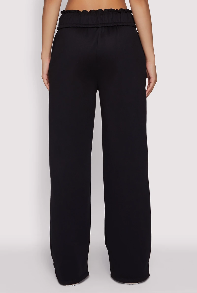 Drawstring Paper Bag Waist Sweatpants