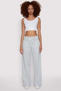 Womens Drawstring Paper Bag Waist Sweatpants, L
