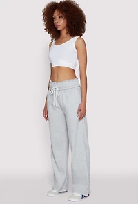 Womens Drawstring Paper Bag Waist Sweatpants, L