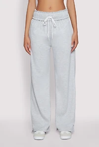 Womens Drawstring Paper Bag Waist Sweatpants, L