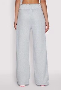 Womens Drawstring Paper Bag Waist Sweatpants, L