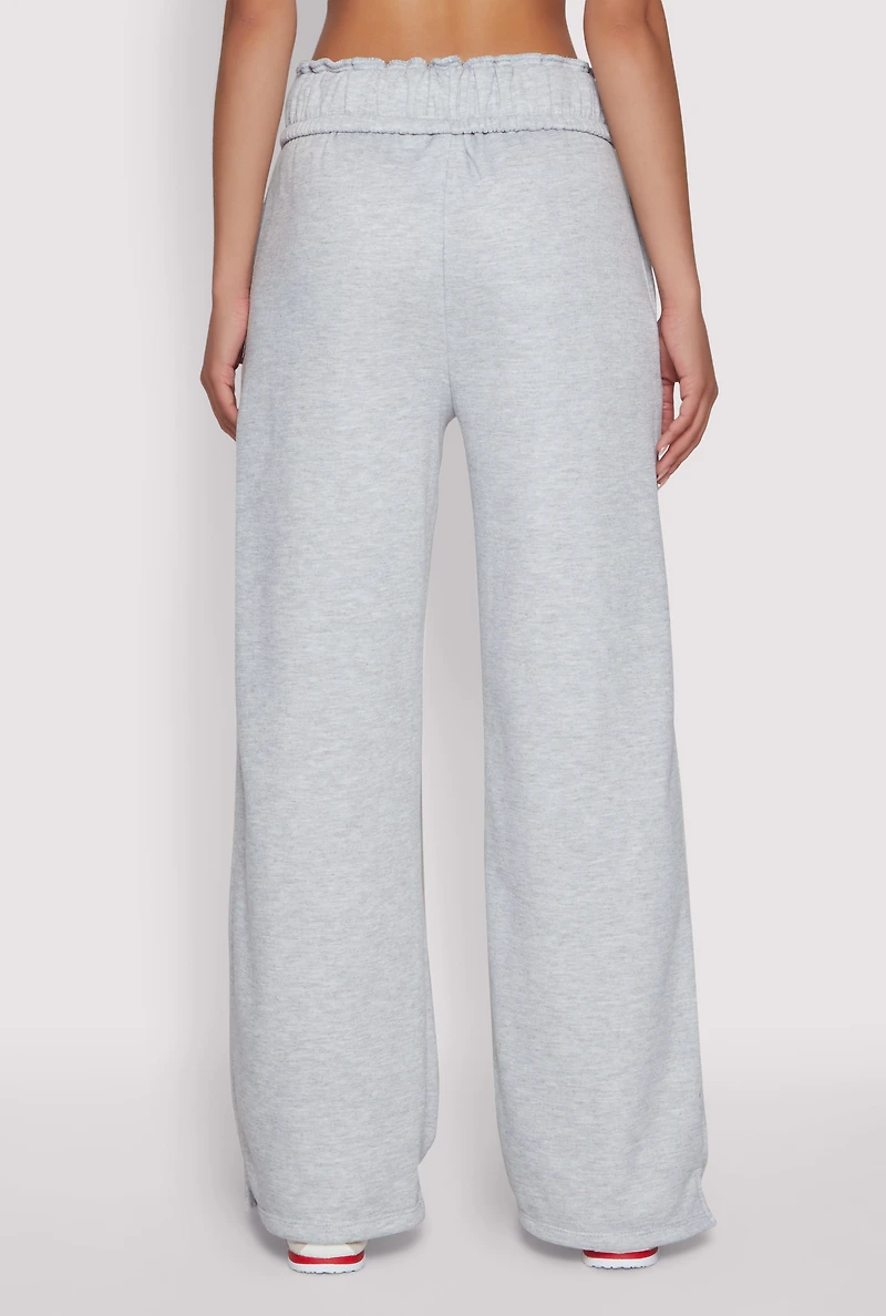Womens Drawstring Paper Bag Waist Sweatpants, Grey, Size L