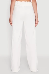 Womens Drawstring Paper Bag Waist Sweatpants, White, Size S