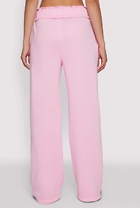 Womens Drawstring Paper Bag Waist Sweatpants, Pink,