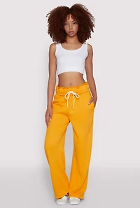 Womens Drawstring Paper Bag Waist Sweatpants,