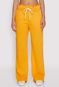 Womens Drawstring Paper Bag Waist Sweatpants,