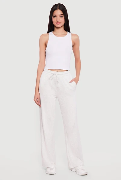 High Waisted Sweatpants with Drawstring Waist