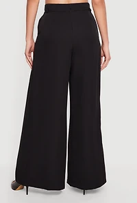 Pleated High Waisted Wide Leg Belted Dress Pants