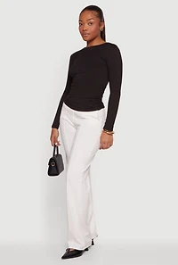 Pintuck Detail High Waisted Pull On Dress Pants