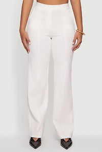 Pintuck Detail High Waisted Pull On Dress Pants