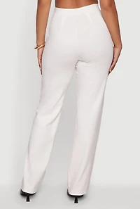 Pintuck Detail High Waisted Pull On Dress Pants