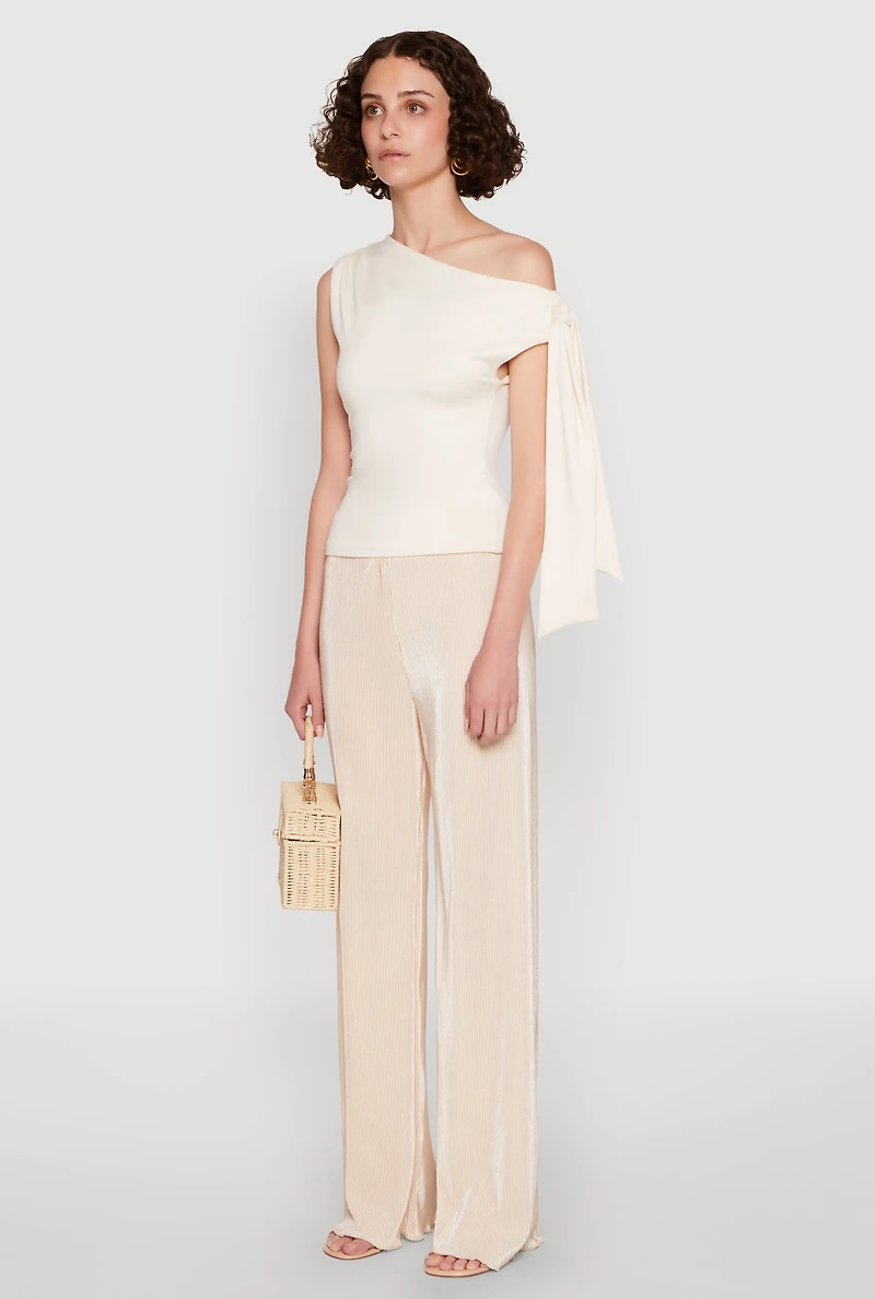 Iris Plisse Lettuce Edge Wide Leg Pants