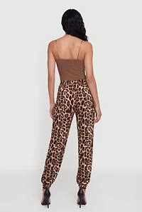 Animal Print Elastic Waist Pull On Pants