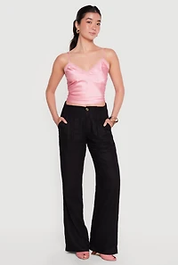 Linen Pleated Wide Leg Pants