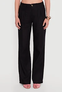 Linen Pleated Wide Leg Pants
