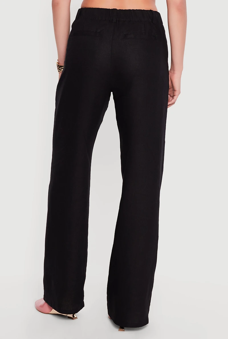 Linen Pleated Wide Leg Pants