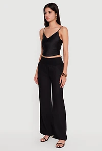 Smocked High Waisted Linen Wide Leg Pants