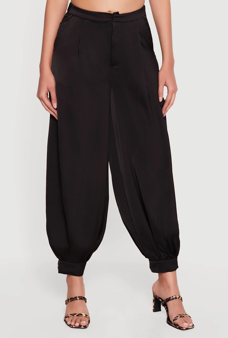 Satin Tapered Leg Harem Pants