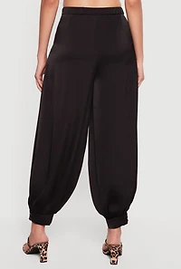 Satin Tapered Leg Harem Pants