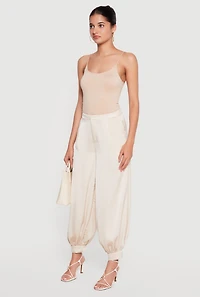 Satin Tapered Leg Harem Pants