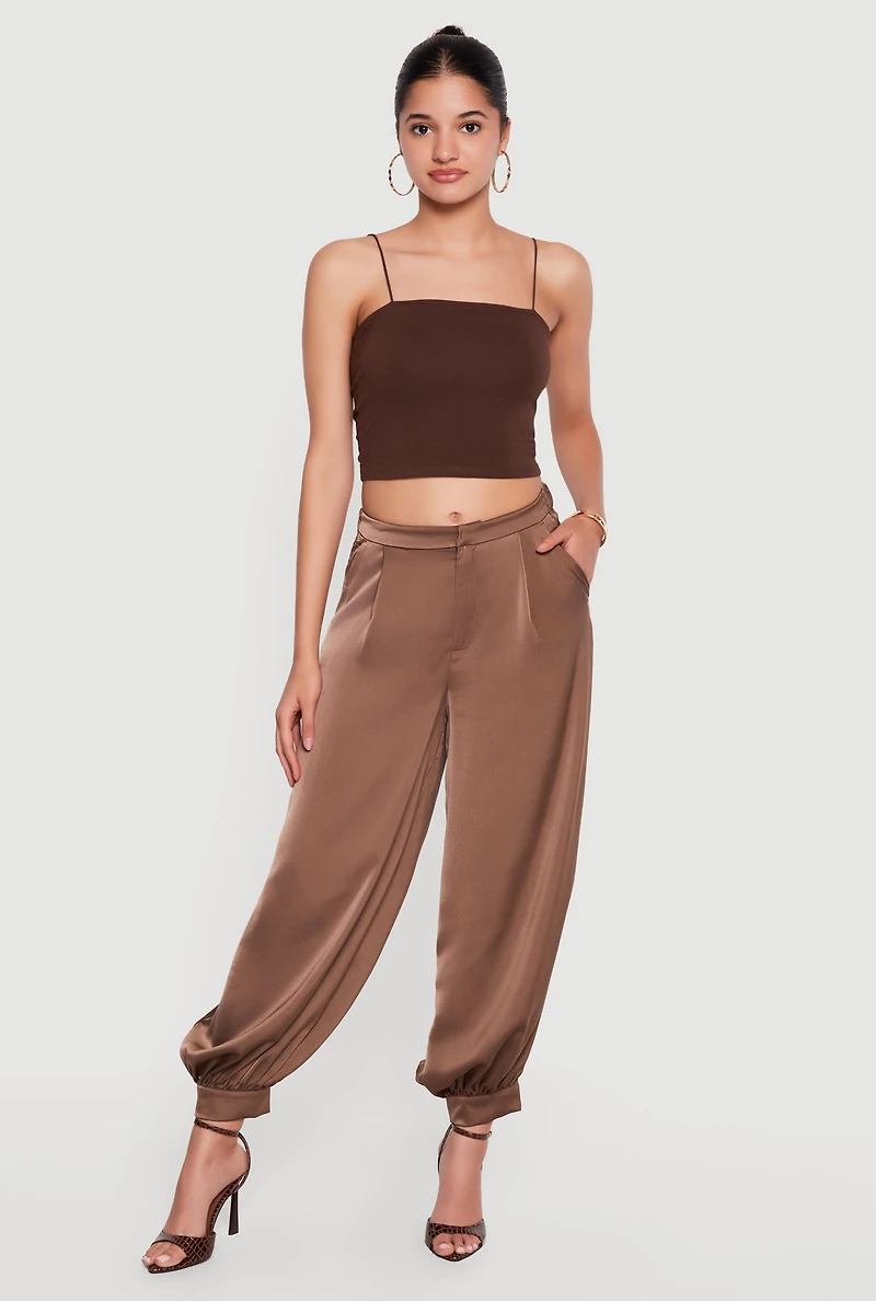 Satin Tapered Leg Harem Pants