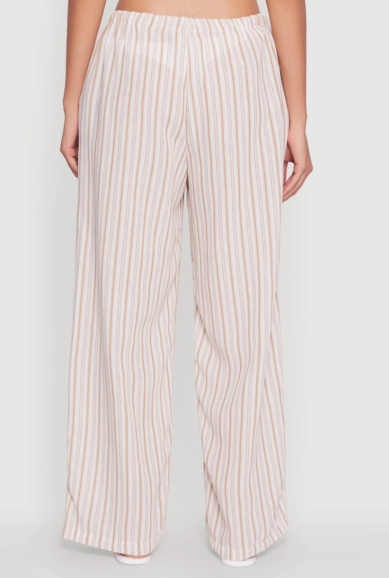 Womens Trendy Striped Drawstring Waist Palazzo Pants, Multi, Size M