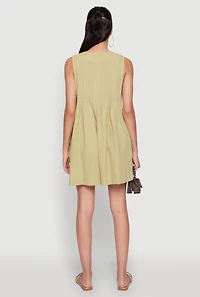 Womens Chic Gauze Knit Tie Front Sleeveless Romper, Green,