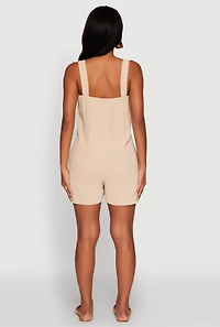 Womens Chic Tie Sleeves Pleated Crepe Knit Romper,