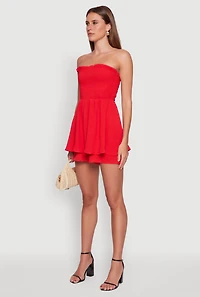 Womens Airy Smocked Peplum Tube Romper, S