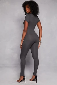 Short Sleeve Zip Front Catsuit