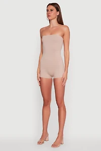 Womens Daisy Stylish Tube Romper, Beige, Size L