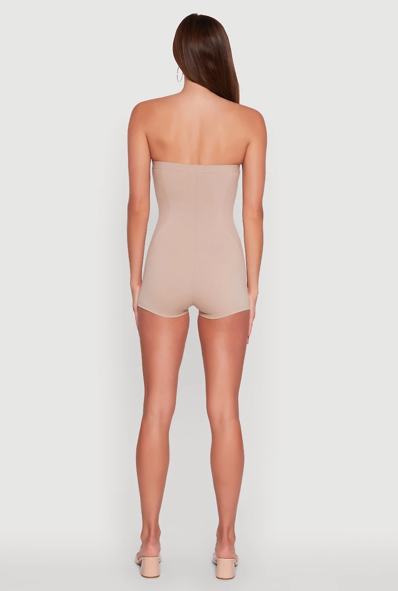 Womens Daisy Stylish Tube Romper, Beige, Size L