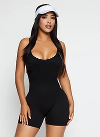 Seamless Ribbed Low Back Cami Romper