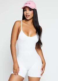 Seamless Ribbed Low Back Cami Romper