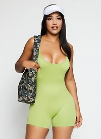 Seamless Ribbed Low Back Cami Romper