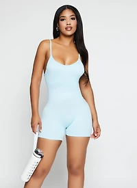Seamless Ribbed Low Back Cami Romper