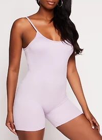 Seamless Ribbed Low Back Cami Romper