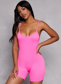 Seamless Ribbed Low Back Cami Romper