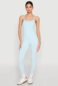 Womens Daisy Seamless Ribbed Knit Catsuit, Blue, Size S