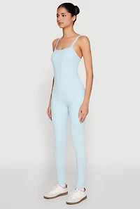 Womens Daisy Seamless Ribbed Knit Catsuit, Blue, Size S