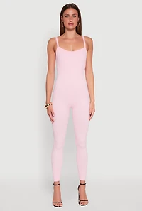 Womens Daisy Seamless Ribbed Knit Catsuit, Pink, Size S