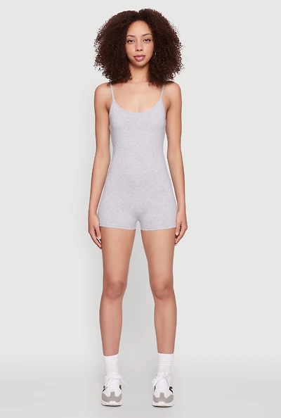 Womens Daisy Scoop Neck Romper, Grey, Size S