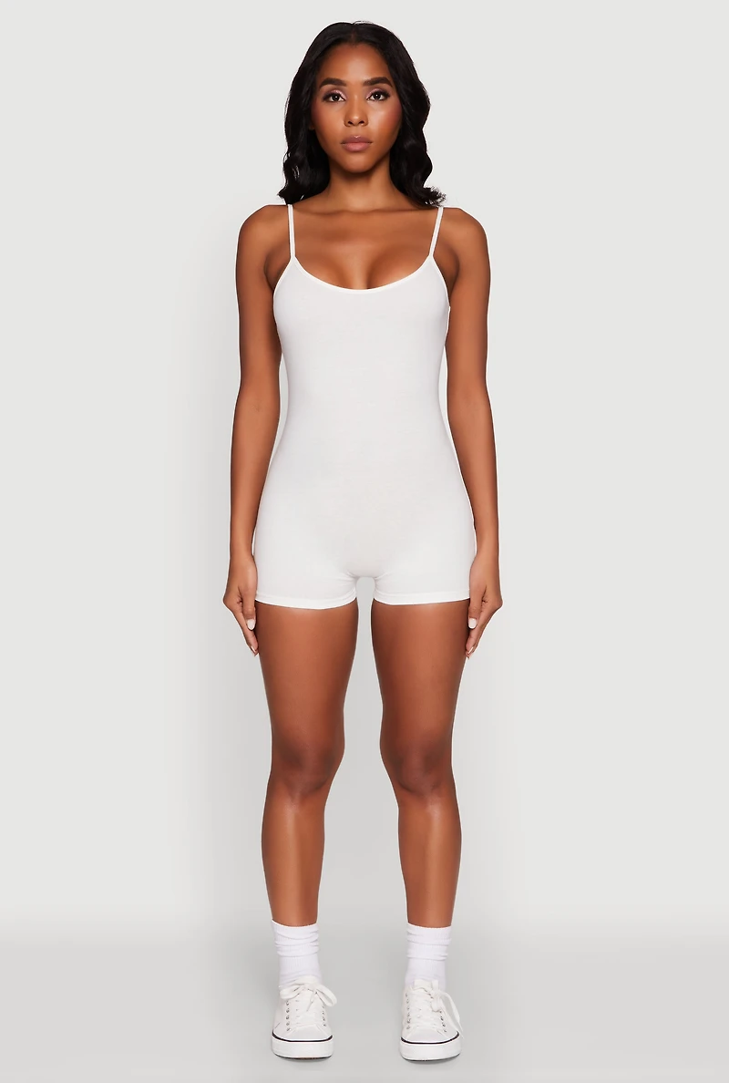 Womens Daisy Scoop Neck Romper, White, Size S