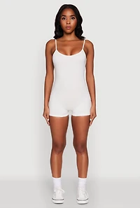 Womens Daisy Scoop Neck Romper, White, Size S