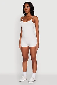 Womens Daisy Scoop Neck Romper, White, Size S